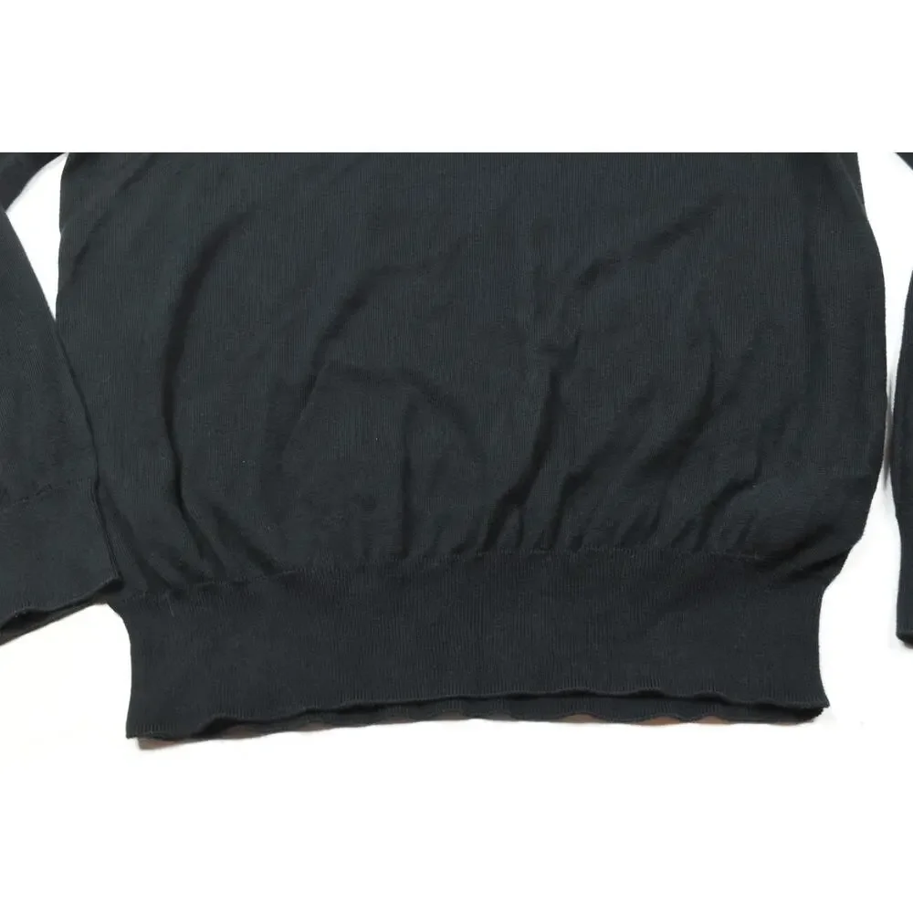 Polo Ralph Lauren Sweater Mens Medium Black Cotton V-Neck Long Sleeve Pullover